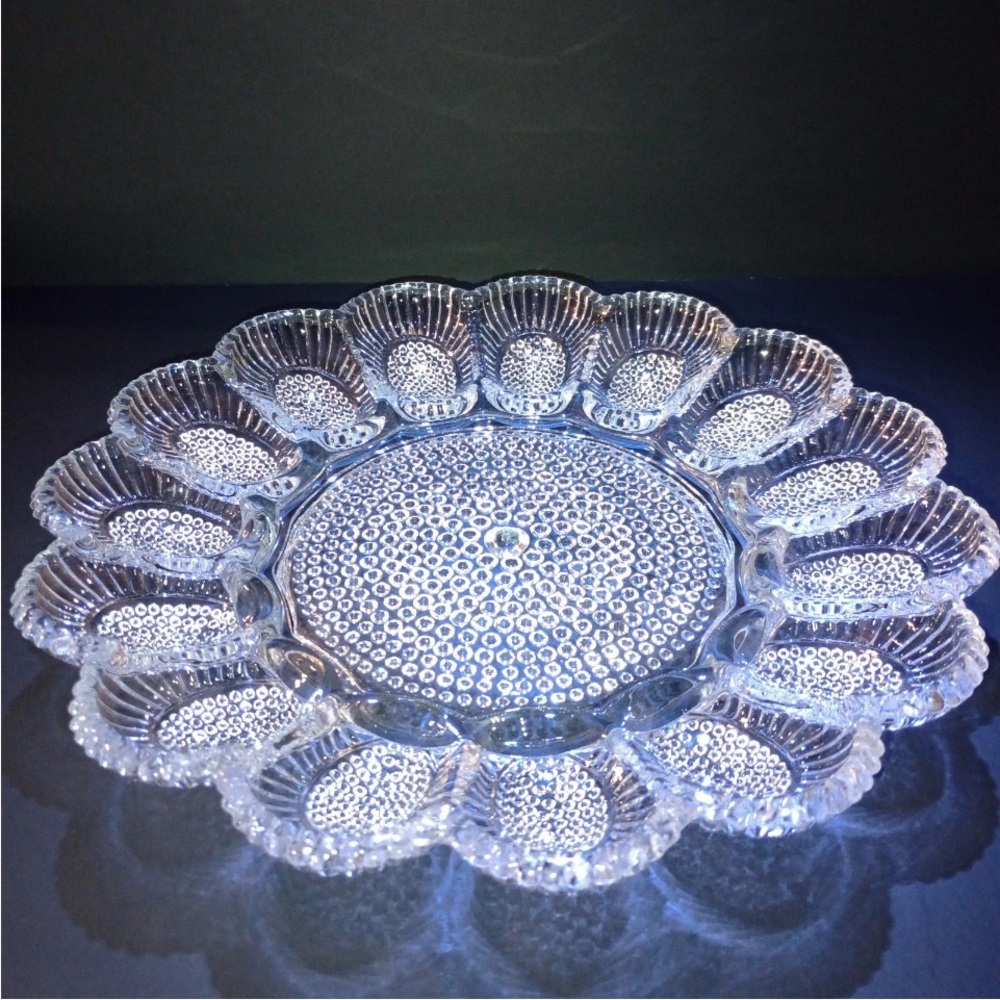 Anchor Hocking Clear Glass Deviled Egg Platter